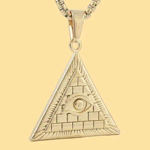 Vintage Punk Titanium Stainless Steel Pyramid Eye of Providence Triangle Pendant Necklace For Men Women Gold Silver Box Chain Jewelry Gift