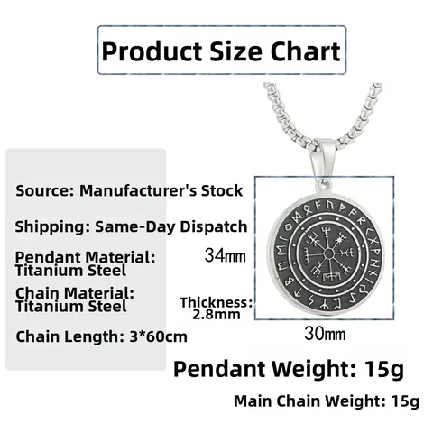 Collana con Pendente Bussola Vichinga in Acciaio Inossidabile Vegvisir Rune Medaglione Moneta Rotonda per Uomo Donna Gioielli Punk Vintage