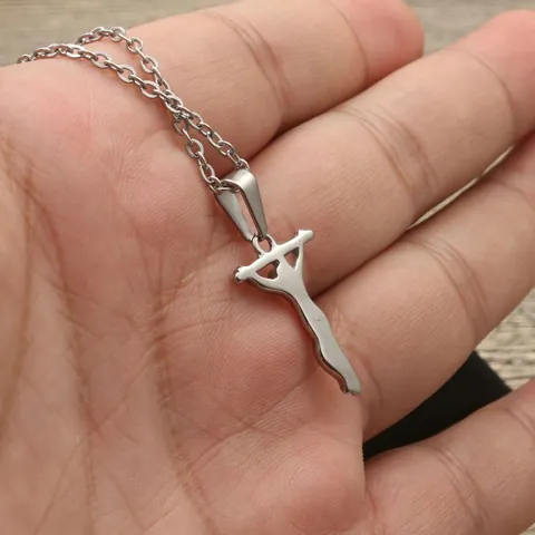 Collana con Pendente a Croce di Gesù in Acciaio Inossidabile Punk Retro per Uomo Donna Gioielli Religiosi Gotici a Forma di Crocifisso