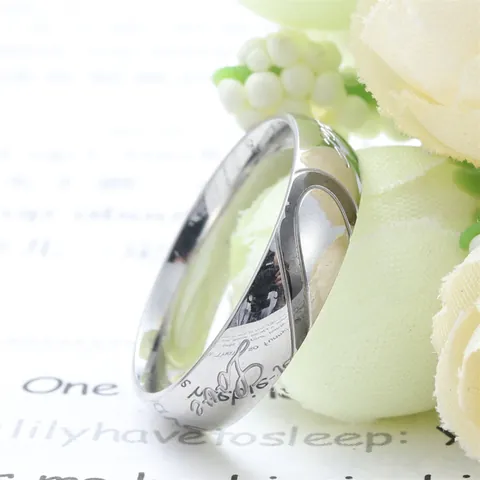 Anillo de Pareja de Titanio de Acero Inoxidable 316 Estilo Punk Vintage Con Grabado Love Eternal Para Hombre Mujer