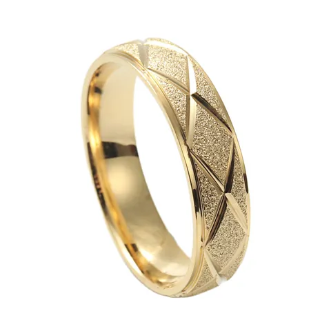 Vintage Punk Stainless Steel Rhombic Ring For Men Women Frosted Sandblasted Geometric X Carved Pattern Band Jewelry Accessory