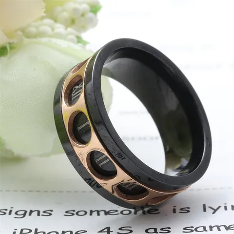 Rotatable Roman Numeral Hollowed Ring 316 Stainless Steel Black Rose Gold Spinner Band Industrial Fashion Jewelry For Men