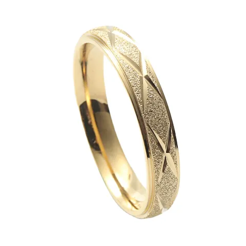 Vintage Punk Stainless Steel Rhombic Ring For Men Women Frosted Sandblasted Geometric X Carved Pattern Band Jewelry Accessory