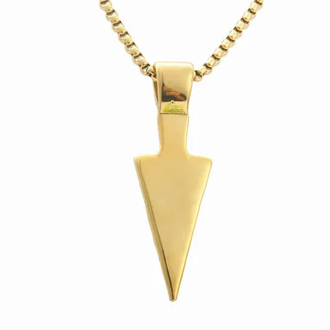 Punk Stainless Steel Arrowhead Pendant Necklace For Men Vintage Spearhead Geometric Box Chain Hip Hop Street Jewelry