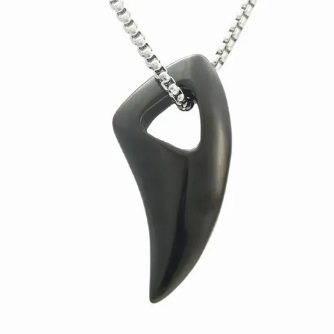 Collana con Ciondolo a Corno in Acciaio Inossidabile per Uomo Punk Vintage Ciondolo a Forma di Dente Cavo Lucidato Minimalista Hip Hop Gioielli