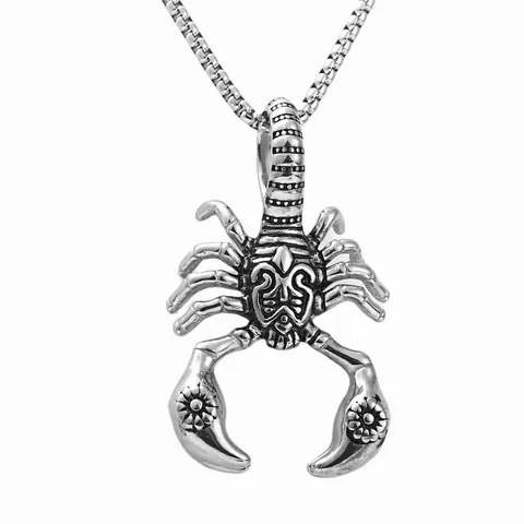 Punk Vintage Stainless Steel Scorpion Pendant Necklace For Men Gothic Animal Carved Jewelry Gift Black Silver Gold