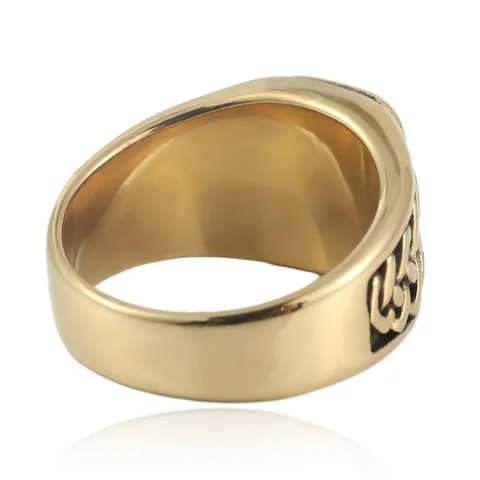 Men's Vintage Stainless Steel Celtic Knot Ring Square Inlaid Zirconia Punk Style Gold Silver Color Fashion Band Jewelry