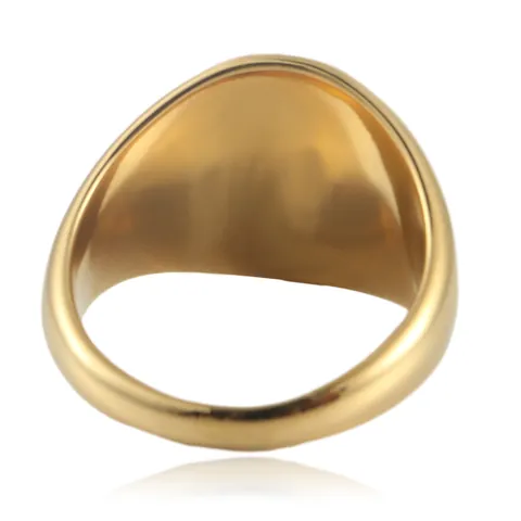 Vintage Stainless Steel Signet Ring For Men Gold Silver Plated Oval Black Stone Tiger Eye Punk Hip Hop Jewelry