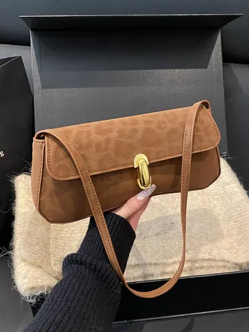 Vintage Leopardenmuster Achseltasche Für Damen Mode PU Leder Baguette Tasche Mit Metallschnalle Kleine Quadratische Umhängetasche