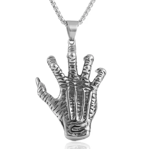 Gothic Titanium Steel Demon Claw Pendant Necklace Distressed Evil Eye Hand Pendant For Men Women Punk Hip Hop Jewelry Gift