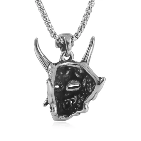 Vintage Edelstahl Hannya Maske Totenkopf Anhänger Halskette Für Herren Gothic Punk Dämon Geist Maske Halsschmuck Geschenk