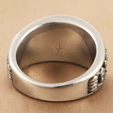 Vintage Punk 316 Stainless Steel Sun Radiant Ring With Turquoise Red Blue Stone For Men Women Ethnic Boho Jewelry Gift