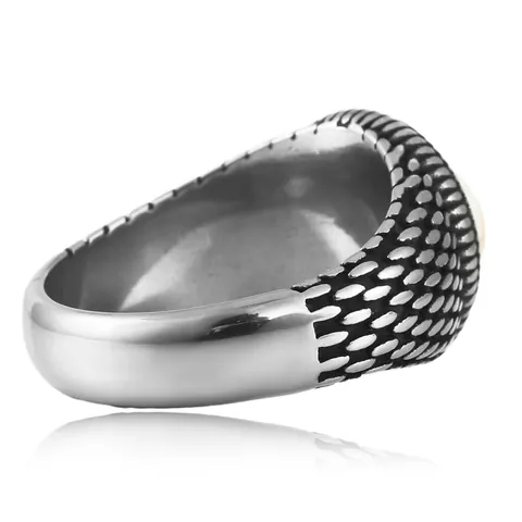 Punk Vintage 316 Stainless Steel Evil Eye Ring For Men Dragon Eye Scales Texture Gothic Retro Jewelry Finger Ring Gift