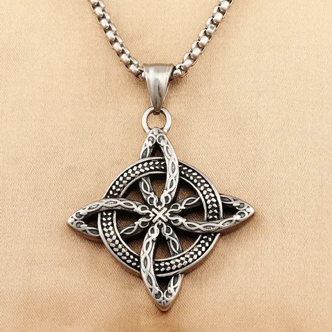 Edelstahl Keltischer Knoten Anhänger Halskette Retro Gothic Punk Schmuck Für Herren Damen Anhänger Und Kette