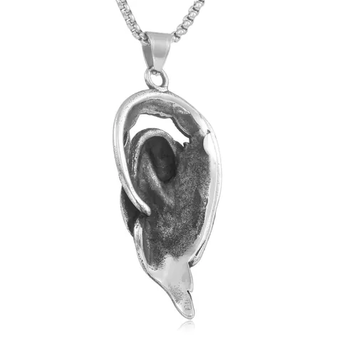 Vintage Stainless Steel Raven Bird Skull Pendant Necklace With Turquoise Inlay Punk Gothic Feather Jewelry For Men Women