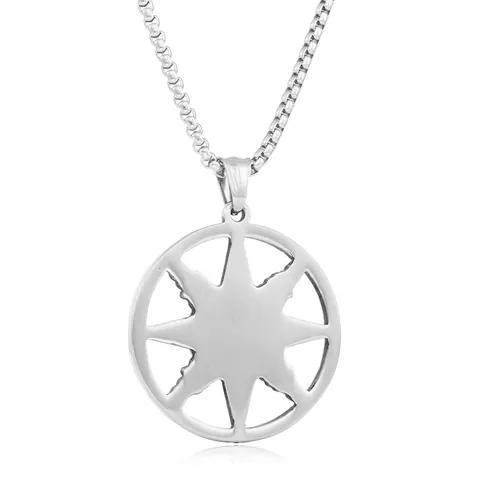 Collana con Pendente Bussola in Acciaio Inossidabile Vintage Punk Stella a Otto Punte Vuota Gioielli Uomo Donna Regalo