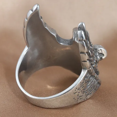 Men Vintage Titanium Steel Eagle Ring Retro Punk Animal Wing Biker Antique Silver Finger Band Jewelry Accessory Gift