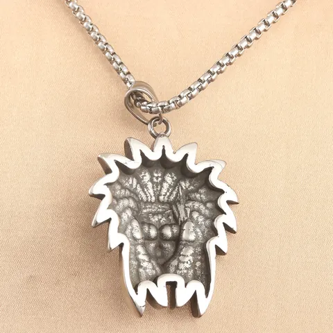 Retro Stainless Steel Indian Chief Head Pendant Necklace For Men Punk Hip Hop Ethnic Style Jewelry With Box Chain
