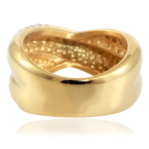 Punk 316 Stainless Steel Interlocking Double Ring For Women Gold Plated Pave Zirconia Rhinestone Fashion Jewelry Ring