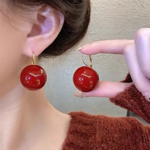 Vintage Faux Pearl Ball Drop Earrings For Women Gold Tone Zinc Alloy Geometric Round Bead Dangle Earrings Minimalist Jewelry