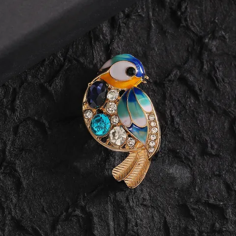 Exquisite Zinc Alloy Enamel Bird Brooch Colorful Rhinestone Inlaid Animal Hummingbird Pin For Women Wedding Banquet Jewelry