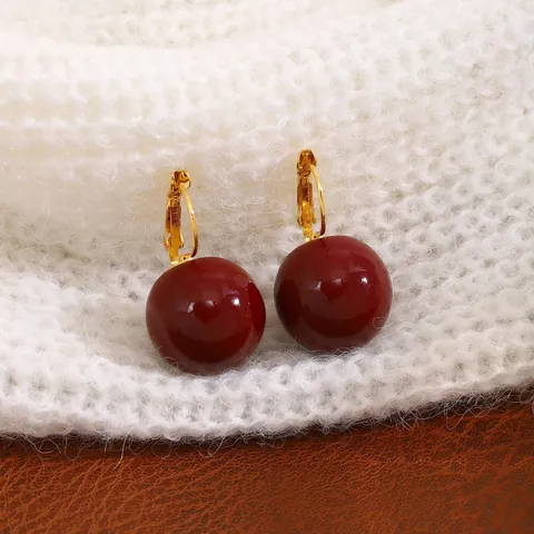 Vintage Faux Pearl Ball Drop Earrings For Women Gold Tone Zinc Alloy Geometric Round Bead Dangle Earrings Minimalist Jewelry