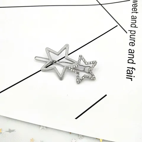 Legierung Geometrische Stern Haarspangen Mit Strass Gold Silber Stern Seitenclips Für Damen Mode Haarschmuck Haarnadeln