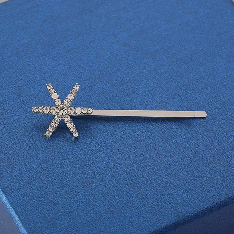 Koreanische Legierung Strass Stern Haarklammer Für Damen Funkelnde Doppelstern Haarnadel Süße Mädchen Seite Clip Schmuck