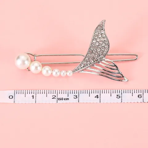 Elegante Meerminstaart Haarclip Legering Strass Imitatieparel Decoratieve Haarspeld Voor Vrouwen Meisjes Dagelijks Feest Sieraden