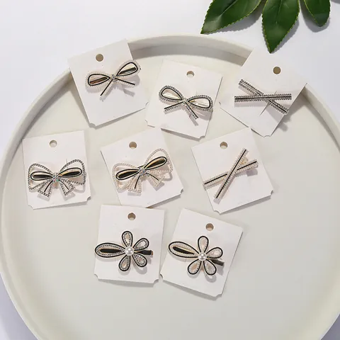 Elegante Juego de Pinzas para el Cabello de Aleación Mujer Perla Artificial de Imitación Strass Lazo Cola de Pez Accesorios