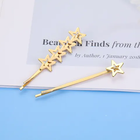 Set Fermagli per Capelli in Lega di Zinco Oro Minimalista Carino Stella Cuore Faccina Sorridente Forcine per Donna Gioielli per Capelli