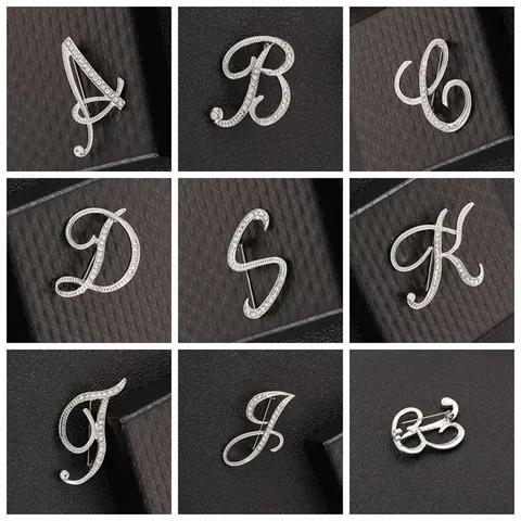 Broche De Aleación Con Diamantes De Imitación E Inicial Del Alfabeto Broches De Letras Vintage Para Regalo De Joyería De Fiesta De Boda