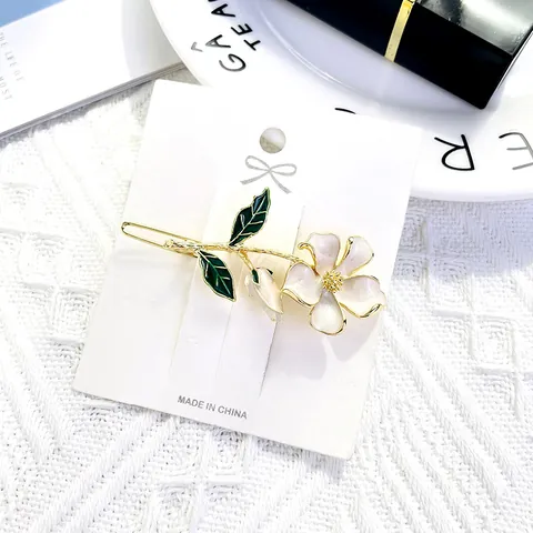 Elegant Alloy Enamel Flower Hair Clip Floral Hair Tie For Women French Style Sweet Hair Accessories Wedding Party Decoration