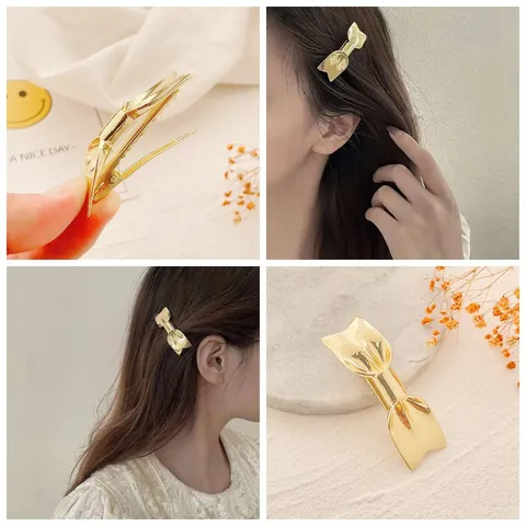 Elegante Legering Strik Haarclip Metalen Eendenbek Clip Voor Vrouwen Zoete Stijlvolle Haaraccessoires Cadeau Dagelijks Feest Sieraden