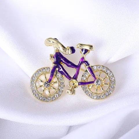 Elegante Legierung Strass Fahrrad Brosche Anstecknadel Mit Emaille Finish Modeschmuck Für Damen Bekleidungsdekoration Geschenk