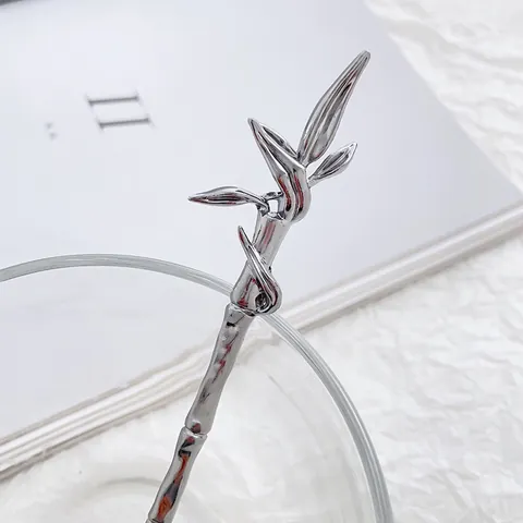 Vintage Bamboo Joint Leaf Alloy Hair Stick Minimalist Chinese Style Hair Fork Bun Maker For Women Fashion Hair Jewelry