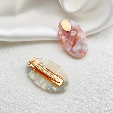 Pinza para el Pelo de Pico de Pato de Acetato Vintage con Patrón de Mármol para Mujer Pasador de Resina Geométrico Accesorios para el Cabello