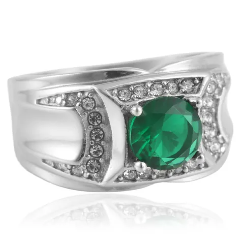 Anillo de Declaración de Banda Ancha de Acero Inoxidable Vintage con Zirconia Cúbica Redonda Grande Incrustaciones de Strass Joyería Punk para Mujeres Hombres Regalo