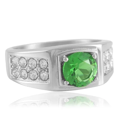 Anillo de Acero Inoxidable con Piedra Preciosa Vintage para Mujer Hombre Punk Anillo de Banda de Acero de Titanio con Circonita Redonda Incrustada Joyería Regalo