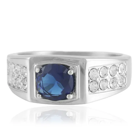 Anillo de Acero Inoxidable con Piedra Preciosa Vintage para Mujer Hombre Punk Anillo de Banda de Acero de Titanio con Circonita Redonda Incrustada Joyería Regalo