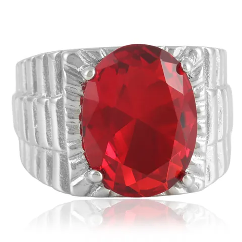 Anillo de Acero Inoxidable de Titanio Vintage Con Piedra Preciosa de Zirconia Ovalada Banda Ancha Punk Industrial Joyería de Moda Hombre Mujer