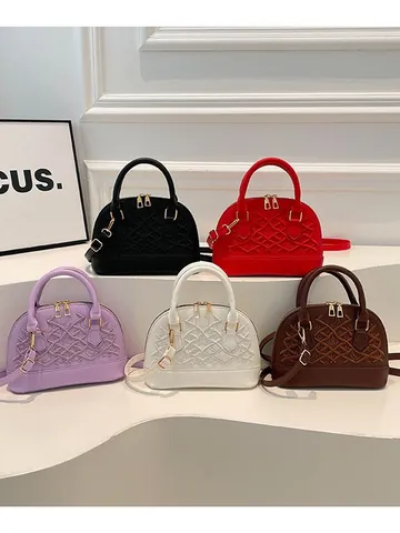 Vintage Stickerei PU Leder Muschel Handtasche Für Damen Koreanische Mode Lässig Schulter Umhängetasche Mit Goldenen Beschlägen