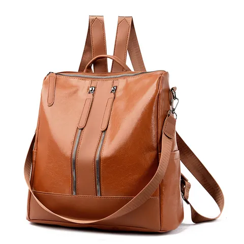 Vintage PU Leder Rucksack Für Damen Multifunktionale Umhängetasche Wandelbarer Lässiger Täglicher Reise Rucksack Handtasche Mit Abnehmbarem Riemen