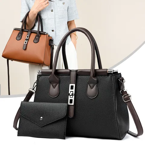 Damen Mode Litschikorn PU Leder Tragetasche Mit Kleiner Umschlagtasche Einfarbig Umhängetasche Für Den Täglichen Gebrauch Pendeln