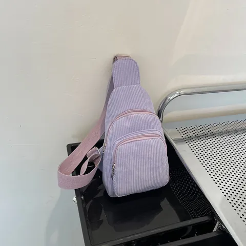 Damen Cord Brusttasche Einfarbig Gerippte Umhängetasche Lässig Streetwear Mehrere Taschen Gürteltasche Verstellbarer Gurt