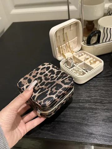 Portable PU Leather Mini Jewelry Box Travel Jewelry Organizer Case For Earring Necklace Ring Velvet Lining Jewelry Storage Box Women Gift