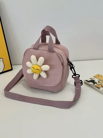 Kawaii Sunflower Smiley Face Canvas Crossbody Bag Small Handbag With Adjustable Strap For Women Girls Daily Accessory