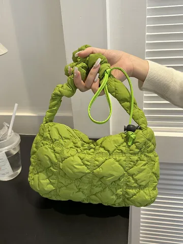 Damen Mode Gesteppte Wolken Tasche Gefaltete Blasen Nylon Schultertasche Casual Crossbody Baguette Handtasche Mit Reißverschluss Griff