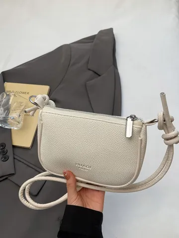 Damen Minimalistische PU Leder Umhängetasche Mit Kieseltextur Mode Kleine Handytasche Mit Knoten Riemen Einfarbige Schultertasche