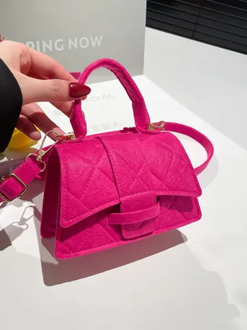 Damen Mode Filz Gesteppt Rautenmuster Mini Quadratische Tasche Handtasche Umhängetasche Einfarbig Elegante Tasche